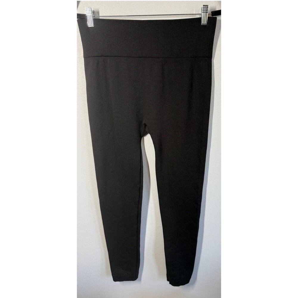 Maze Womens Fleece Lined Textured Basketweave High Waisted Legging 1X/2X Pull On